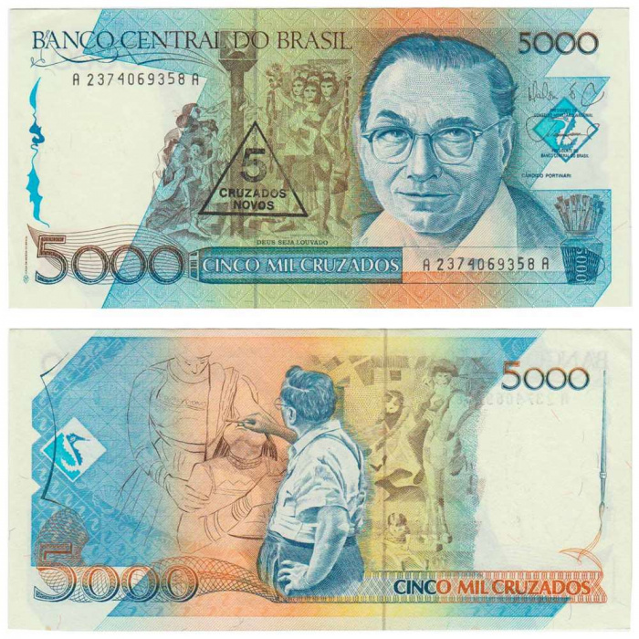 () Банкнота Бразилия 1989 год 5  &quot;&quot;   UNC